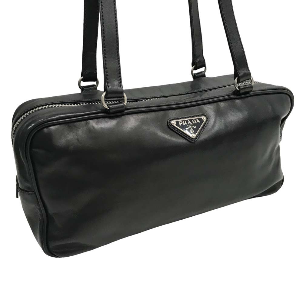 Prada Shoulder Bag Black Nero Black Leather Pouch